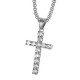 Pandantiv cruce din oțel cu diamante 5ACZ