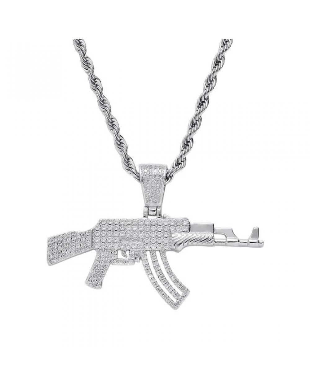 Pandantiv armă AK-47 încrustat cu diamante 5ACZ