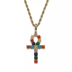 Pandantiv cruce egipteană Ankh cu diamante 5ACZ colorate